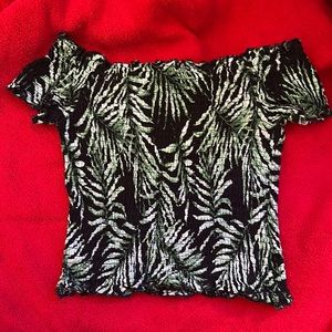 This is a green,white, and black shirt from forever 21